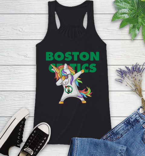 Boston Celtics NBA Basketball Funny Unicorn Dabbing Sports Racerback Tank 2