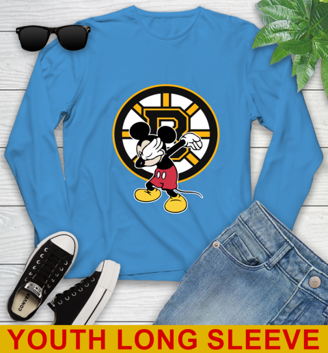 Boston Bruins NHL Hockey Dabbing Mickey Disney Sports Youth Long Sleeve 8