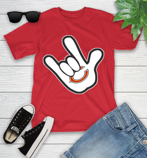 Chicago Bears NFL Football Mickey Rock Hand Disney Youth T-Shirt 10