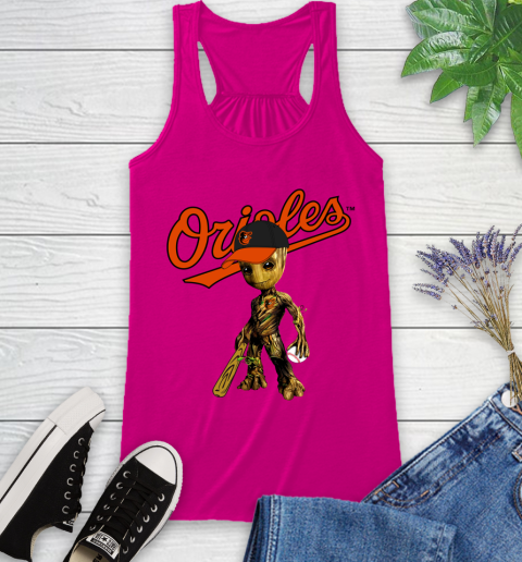 MLB Baltimore Orioles Groot Guardians Of The Galaxy Baseball Racerback Tank 8