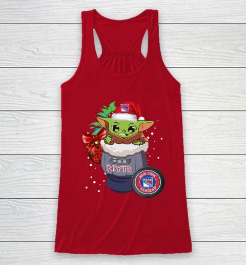 New York Rangers Christmas Baby Yoda Star Wars Funny Happy NHL Racerback Tank 5