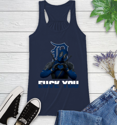 MLB Detroit Tigers Deadpool Love You Fuck You Baseball Sports Racerback Tank 9