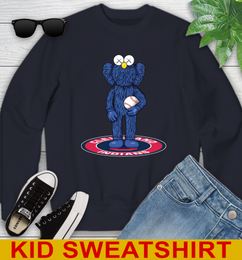 MLB Baseball Cleveland Indians Kaws Bff Blue Figure Shirt Youth Sweatshirt 3
