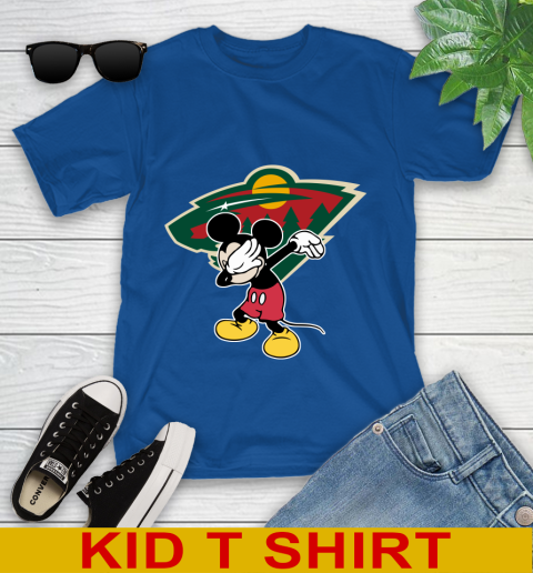 Minnesota Wild NHL Hockey Dabbing Mickey Disney Sports Youth T-Shirt 9