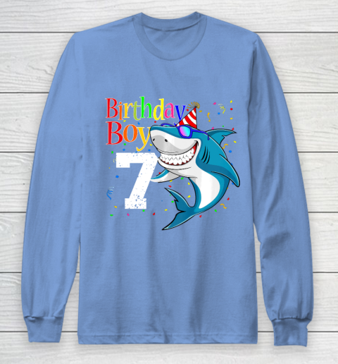 Kids 7th Birthday Boy Shark Shirts 7 Jaw Some Four Tees Boys 7 Years Old Long Sleeve T-Shirt 8