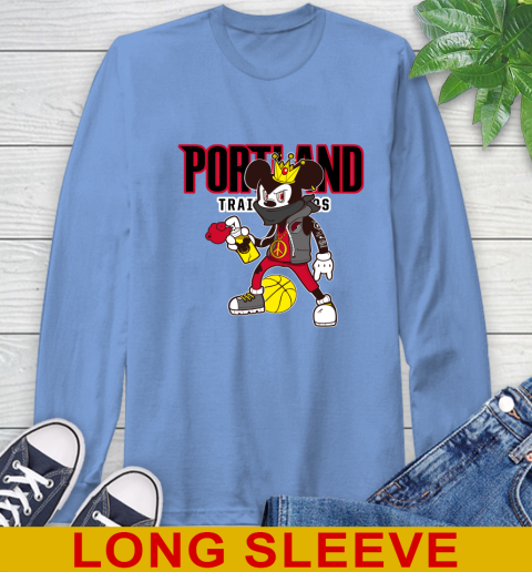 Portland Trail Blazers NBA Basketball Mickey Peace Sign Sports Long Sleeve T-Shirt 11