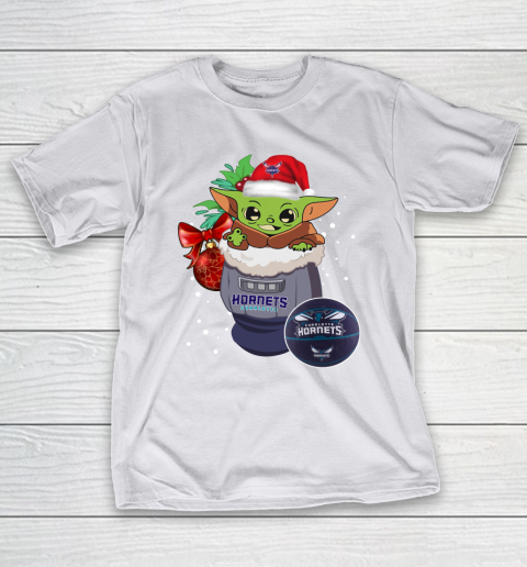 Charlotte Hornets Christmas Baby Yoda Star Wars Funny Happy NBA T-Shirt 12