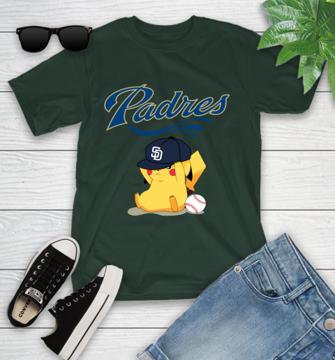 MLB Pikachu Baseball Sports San Diego Padres Youth T-Shirt 5