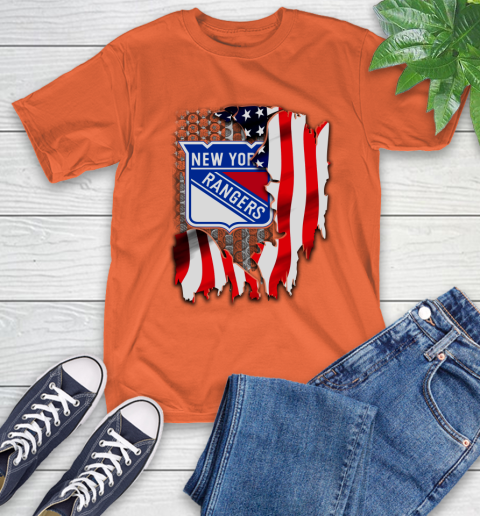 New York Rangers NHL Hockey American Flag T-Shirt 4