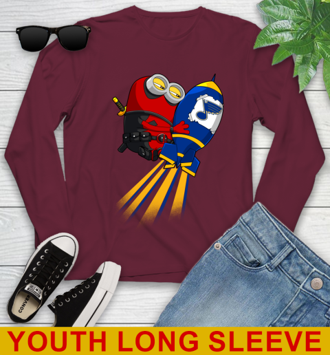 NHL Hockey St.Louis Blues Deadpool Minion Marvel Shirt Youth Long Sleeve 6