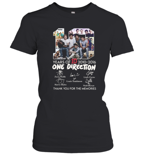 10 Years Of 1D 2010 2016 One Direction Thank You For The Memories Signatures Women's T-Shirt
