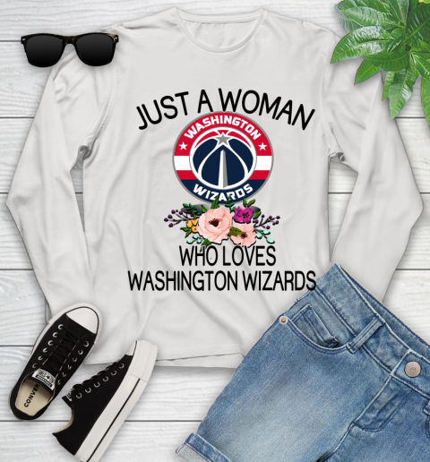 NBA Just A Woman Who Loves Washington Wizards Basketball Sports Youth Long Sleeve