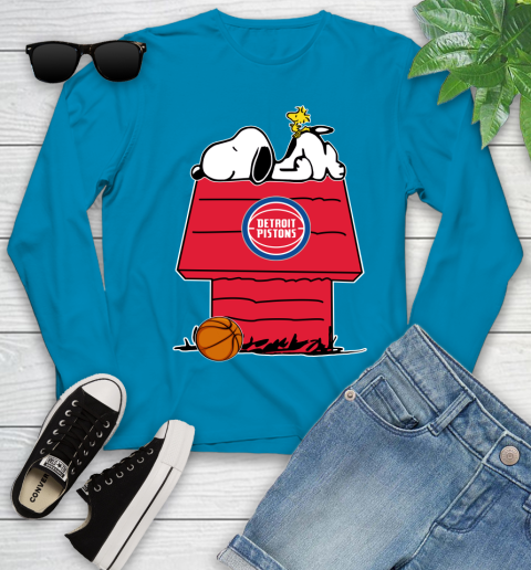 Detroit Pistons NBA Basketball Snoopy Woodstock The Peanuts Movie Youth Long Sleeve 7