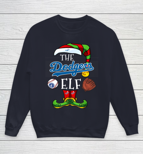 Los Angeles Dodgers Christmas ELF Funny MLB Youth Sweatshirt 2
