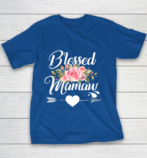 Blessed Mamaw Thanksgiving Christmas Floral Gift For Grandma Youth T-Shirt 6