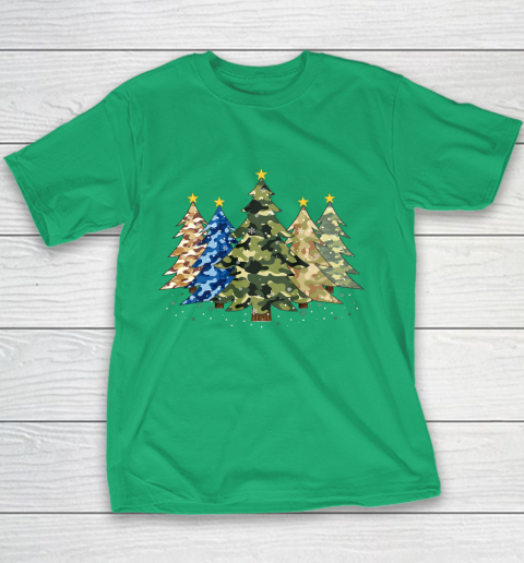 Camo Print Christmas Trees with Camouflage Print Xmas Youth T-Shirt 3