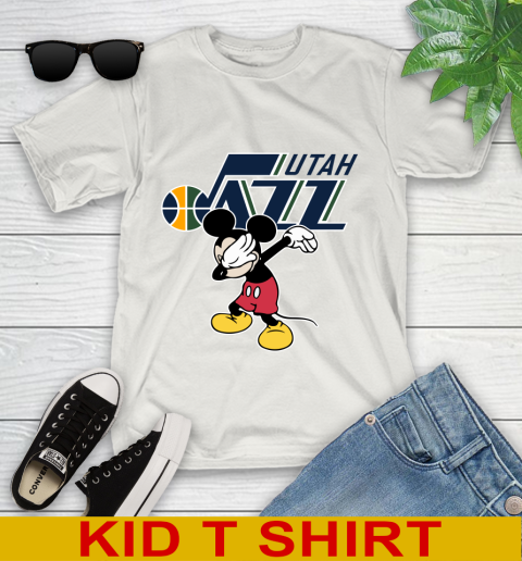 Utah Jazz NBA Basketball Dabbing Mickey Disney Sports Youth T-Shirt 12