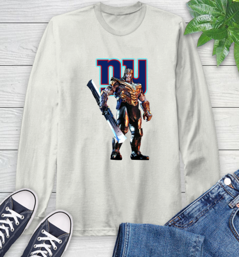 NFL Thanos Gauntlet Avengers Endgame Football New York Giants Long Sleeve T-Shirt 12