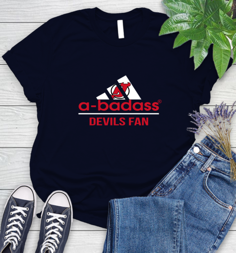 NHL A Badass New Jersey Devils Fan Adidas Hockey Sports Women's T-Shirt 2