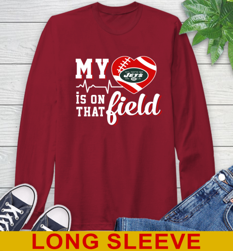 NFL My Heart Is On That Field Football Sports New York Jets Long Sleeve T-Shirt 9