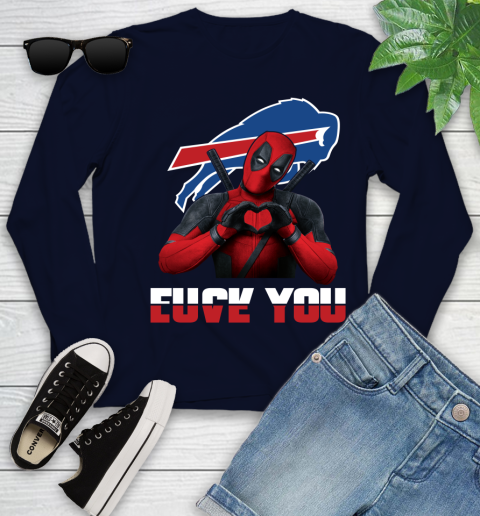 NHL Buffalo Bills Deadpool Love You Fuck You Football Sports Youth Long Sleeve 2
