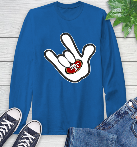 San Francisco 49ers NFL Football Mickey Rock Hand Disney Long Sleeve T-Shirt 9