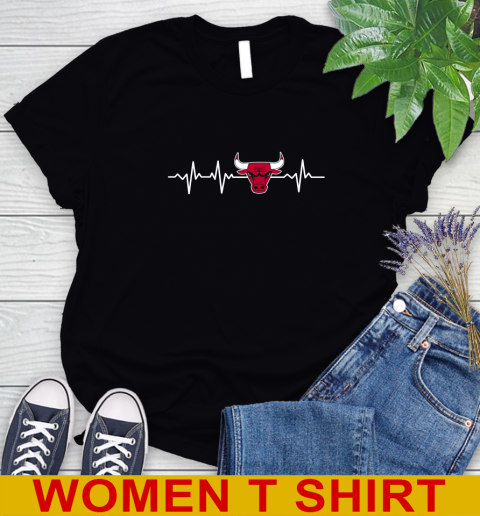 Chicago Bulls NBA Basketball Heart Beat Shirt Women's T-Shirt