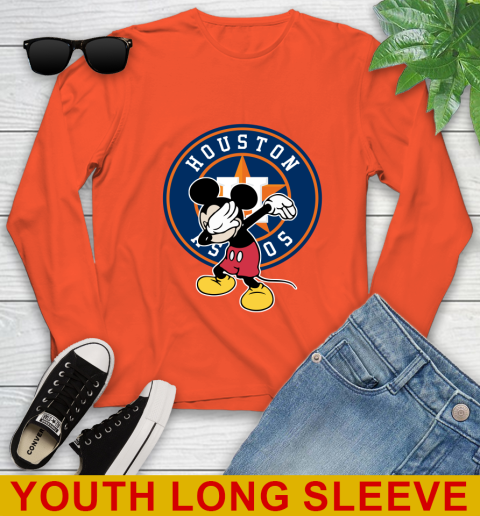 Houston Astros MLB Baseball Dabbing Mickey Disney Sports Youth Long Sleeve 4