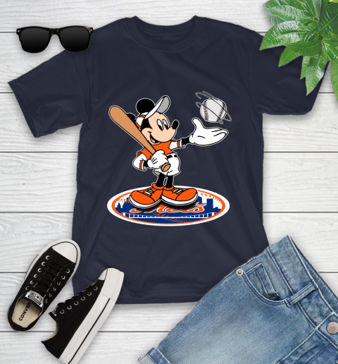 MLB Baseball New York Mets Cheerful Mickey Disney Shirt Youth T-Shirt 3