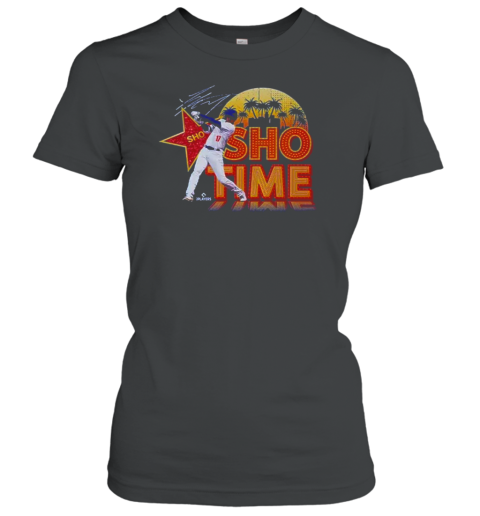 Los Angeles Shohei Ohtani Sho Tme Signature Retro MLB Women's T-Shirt