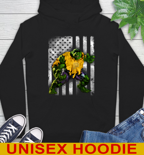 Pittsburgh Pirates Hulk Marvel Avengers MLB Baseball American Flag Hoodie