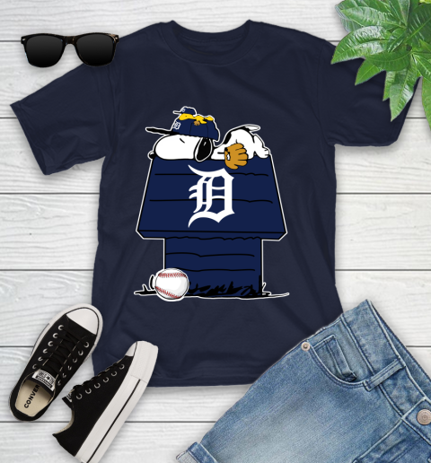 MLB Detroit Tigers Snoopy Woodstock The Peanuts Movie Baseball T Shirt Youth T-Shirt 3