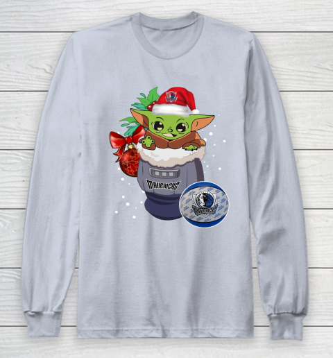 Dallas Mavericks Christmas Baby Yoda Star Wars Funny Happy NBA Long Sleeve T-Shirt 6