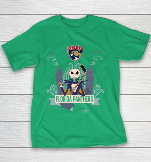NHL Florida Panthers Hockey Jack Skellington Halloween Youth T-Shirt 3