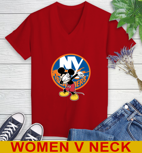 New York Islanders NHL Hockey Dabbing Mickey Disney Sports Women's V-Neck T-Shirt 12