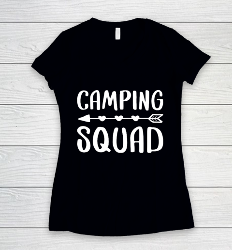 Camping Squad T Shirt Happy Camper Gift Women's V-Neck T-Shirt