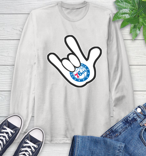 Philadelphia 76ers NBA Basketball Mickey Rock Hand Disney Long Sleeve T-Shirt