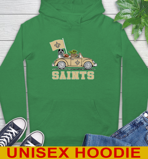 NFL Football New Orleans Saints Darth Vader Baby Yoda Driving Star Wars Shirt Hoodie 8