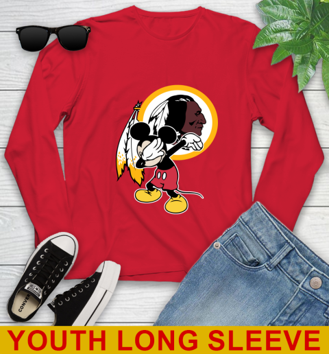 Washington Redskins NFL Football Dabbing Mickey Disney Sports Youth Long Sleeve 11