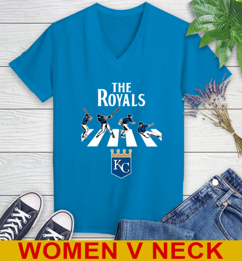 MLB Baseball Kansas City Royals The Beatles Rock Band Shirt Women's V-Neck T-Shirt 7