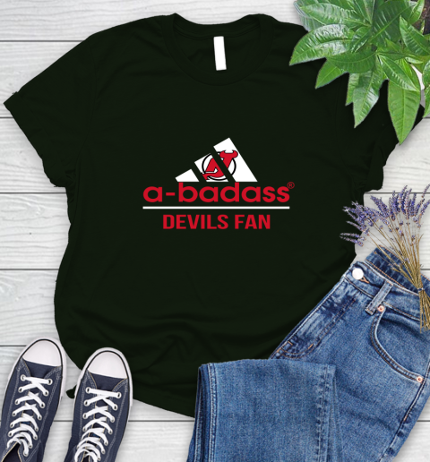 NHL A Badass New Jersey Devils Fan Adidas Hockey Sports Women's T-Shirt 6