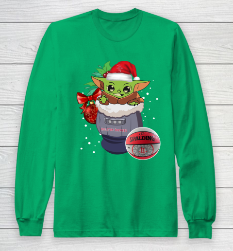 Houston Rockets Christmas Baby Yoda Star Wars Funny Happy NBA Long Sleeve T-Shirt 7