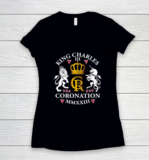 King Charles III British Monarch Royal Coronation May 2023 Women's V-Neck T-Shirt