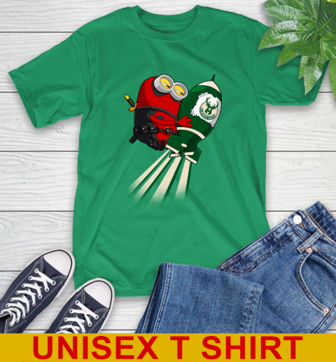 NBA Basketball Milwaukee Bucks Deadpool Minion Marvel Shirt T-Shirt 7