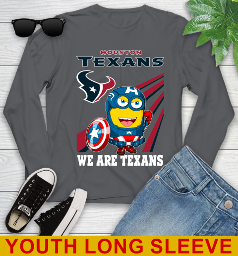 NFL Football Houston Texans Captain America Marvel Avengers Minion Shirt Youth Long Sleeve 9