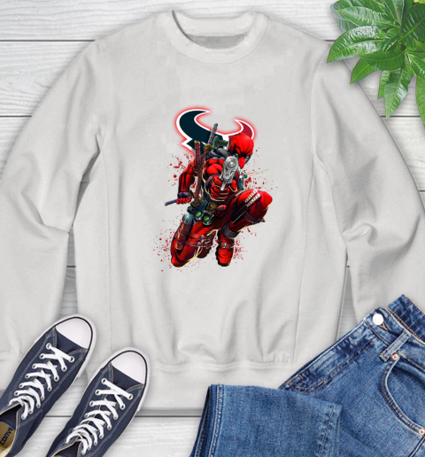 NFL Deadpool Marvel Comics Sports Football Houston Texans Sweatshirt