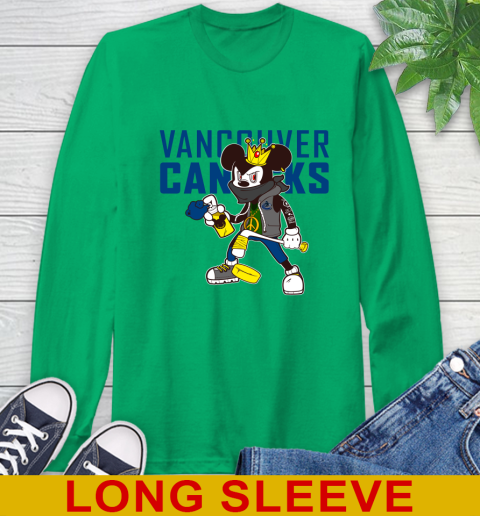 Vancouver Canucks NHL Hockey Mickey Peace Sign Sports Long Sleeve T-Shirt 7