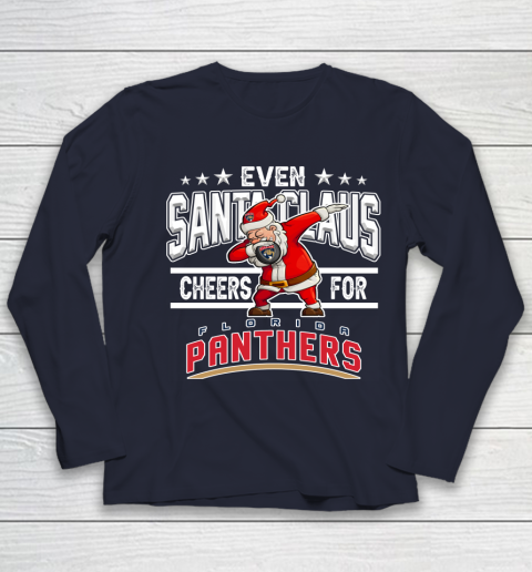 Florida Panthers Even Santa Claus Cheers For Christmas NHL Youth Long Sleeve 2