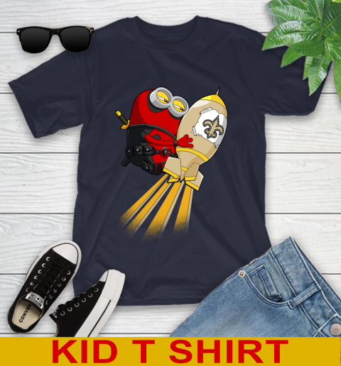 NFL Football New Orleans Saints Deadpool Minion Marvel Shirt Youth T-Shirt 2