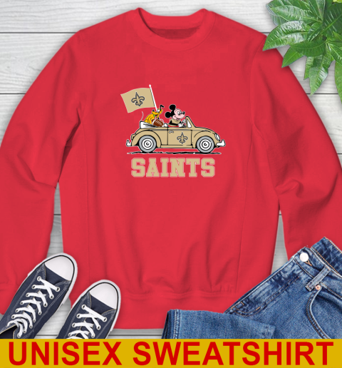 NFL Football New Orleans Saints Pluto Mickey Driving Disney Shirt Sweatshirt - Image 11